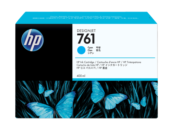 HP 761 400-ml Cyan DesignJet Ink Cartridge (CM994A)
